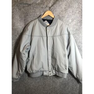 Vintage Arnold Palmer Jacket Mens Large Gray Bomber Golf Zip Snap Lined 90s